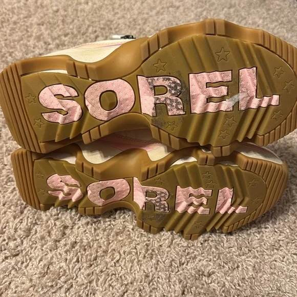 NWOB WNS Sorel Kinetic Impact Waterproof Zip Up Boots Sz 9 Chalk & Vintage Pink - Picture 7 of 11